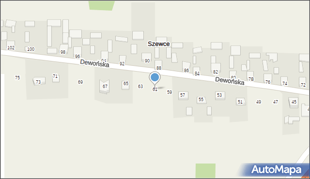 Szewce, Dewońska, 61, mapa Szewce