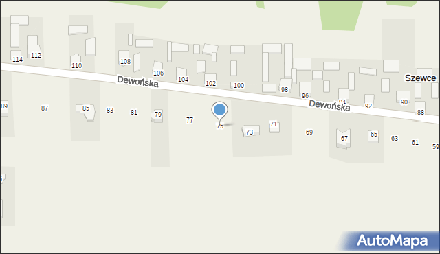 Szewce, Dewońska, 75, mapa Szewce