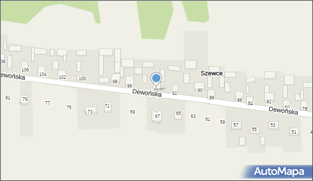 Szewce, Dewońska, 94, mapa Szewce