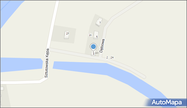 Sztutowo, Dębowa, 1, mapa Sztutowo