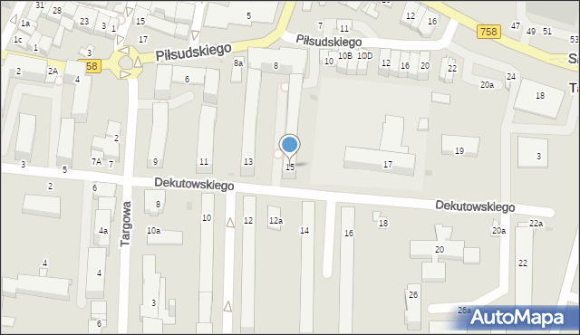 Tarnobrzeg, Dekutowskiego-Zapory Hieronima, mjr., 15, mapa Tarnobrzegu