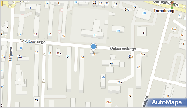 Tarnobrzeg, Dekutowskiego-Zapory Hieronima, mjr., 18, mapa Tarnobrzegu