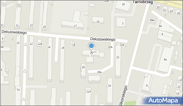 Tarnobrzeg, Dekutowskiego-Zapory Hieronima, mjr., 20, mapa Tarnobrzegu