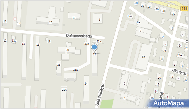 Tarnobrzeg, Dekutowskiego-Zapory Hieronima, mjr., 22, mapa Tarnobrzegu