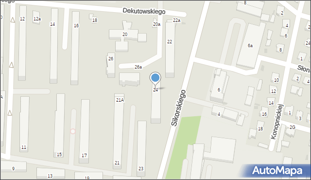 Tarnobrzeg, Dekutowskiego-Zapory Hieronima, mjr., 24, mapa Tarnobrzegu