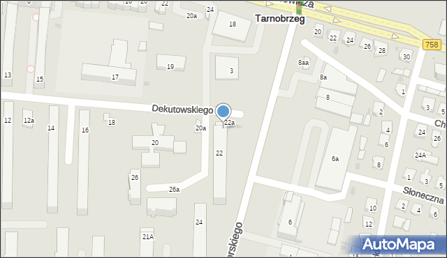 Tarnobrzeg, Dekutowskiego-Zapory Hieronima, mjr., 24a, mapa Tarnobrzegu