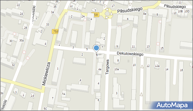 Tarnobrzeg, Dekutowskiego-Zapory Hieronima, mjr., 6, mapa Tarnobrzegu