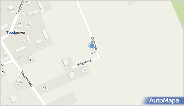 Teodorowo, Dębowa, 6, mapa Teodorowo