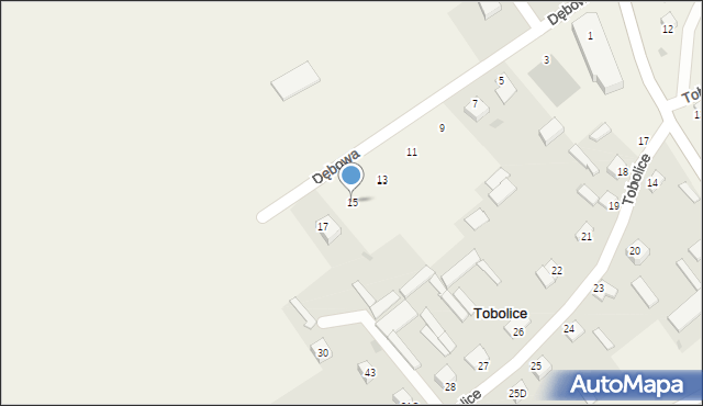 Tobolice, Dębowa, 15, mapa Tobolice