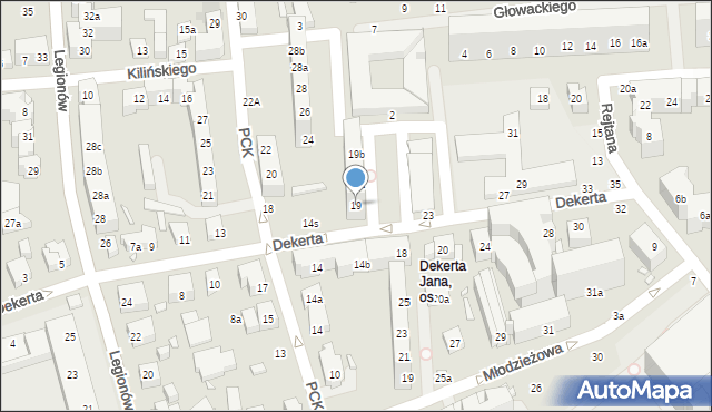 Toruń, Dekerta Jana, 19, mapa Torunia