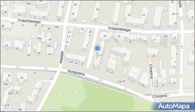 Toruń, Derdowskiego Hieronima, 4, mapa Torunia