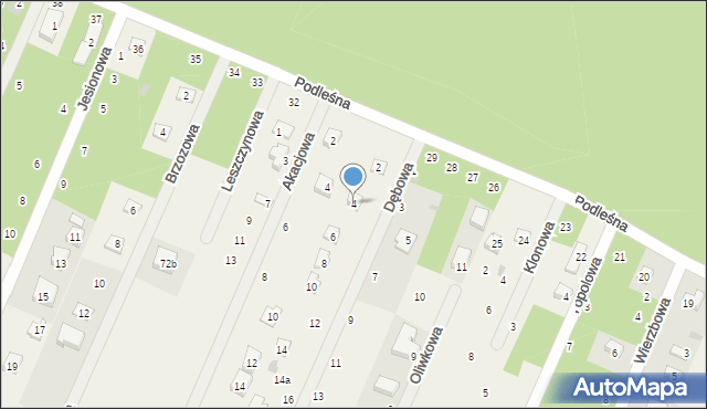 Tresta, Dębowa, 4, mapa Tresta