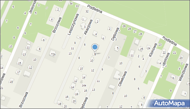 Tresta, Dębowa, 8, mapa Tresta