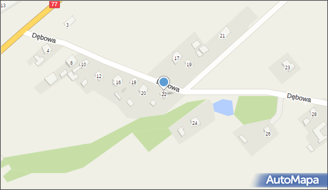 Trześń, Dębowa, 22, mapa Trześń