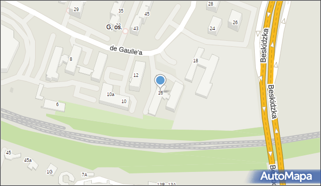Tychy, de Gaulle'a Charlesa, gen., 16, mapa Tychów