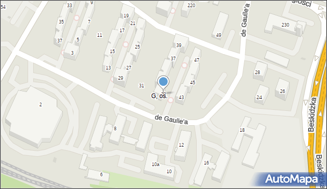 Tychy, de Gaulle'a Charlesa, gen., 33, mapa Tychów