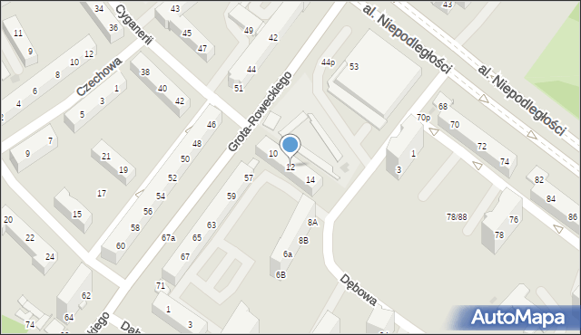 Tychy, Dębowa, 12, mapa Tychów