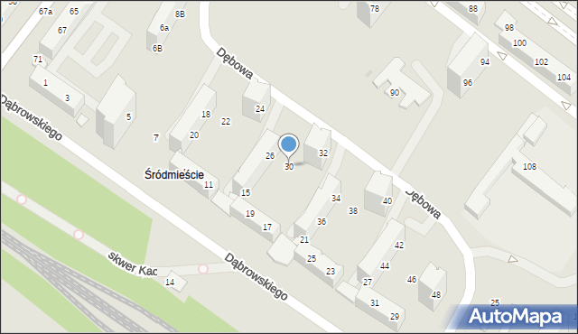 Tychy, Dębowa, 30, mapa Tychów