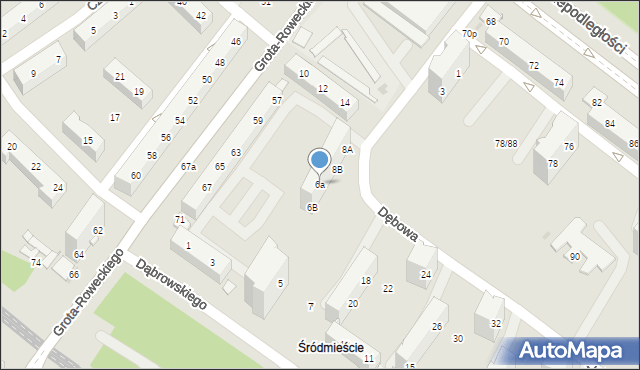 Tychy, Dębowa, 6a, mapa Tychów