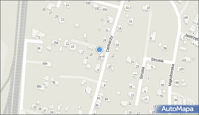 Tychy, Derkaczy, 13, mapa Tychów