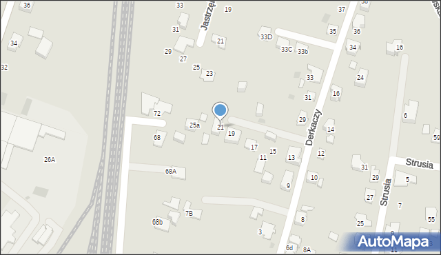 Tychy, Derkaczy, 21, mapa Tychów