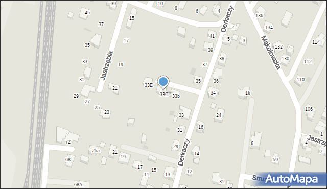 Tychy, Derkaczy, 33C, mapa Tychów