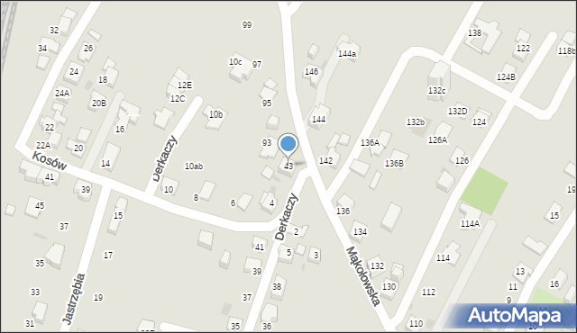 Tychy, Derkaczy, 43, mapa Tychów