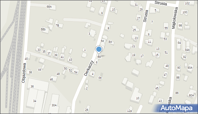 Tychy, Derkaczy, 6A, mapa Tychów