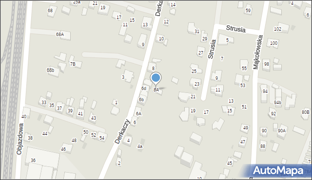 Tychy, Derkaczy, 8A, mapa Tychów