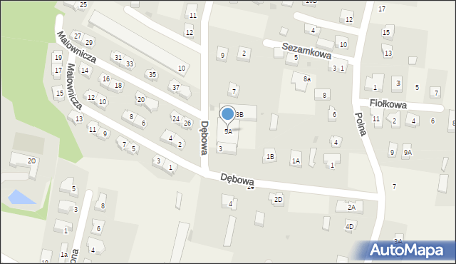 Tyniec Mały, Dębowa, 5A, mapa Tyniec Mały