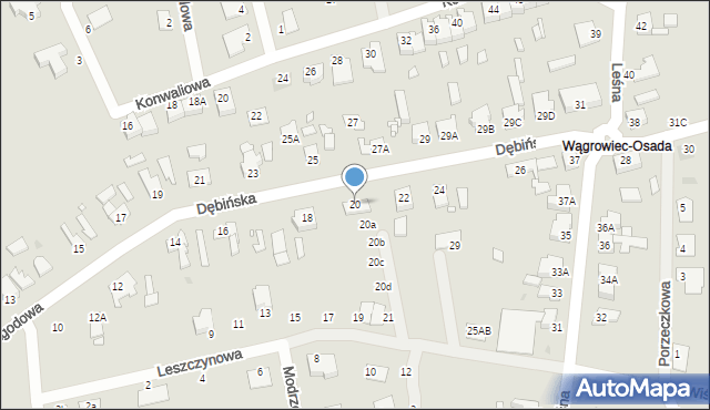 Wągrowiec, Dębińska, 20, mapa Wągrowiec