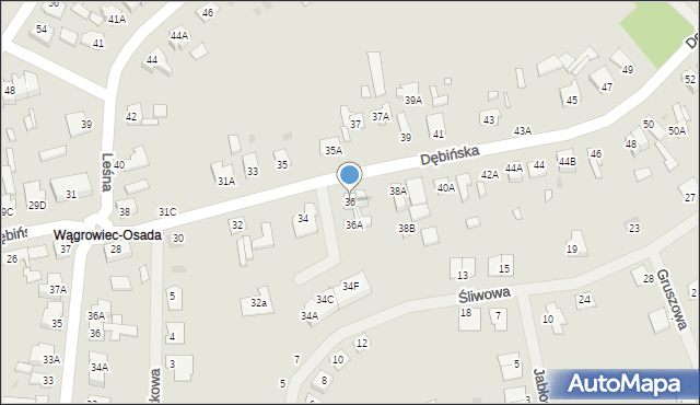 Wągrowiec, Dębińska, 36, mapa Wągrowiec