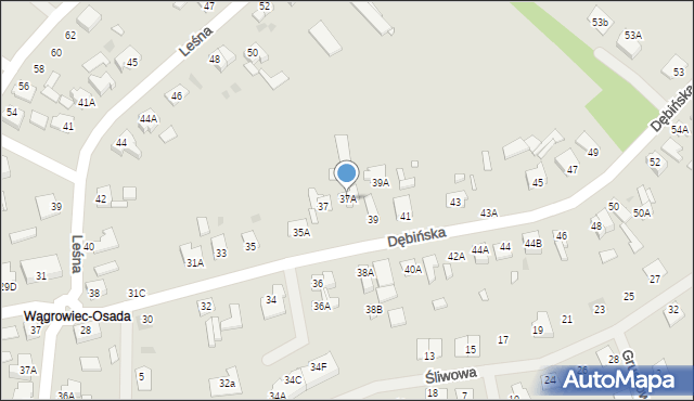 Wągrowiec, Dębińska, 37A, mapa Wągrowiec