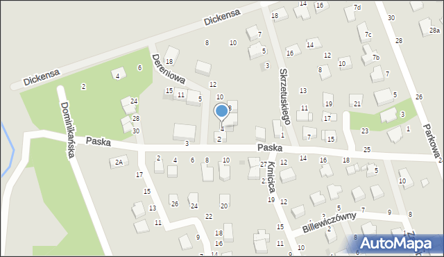 Warka, Dereniowa, 4, mapa Warka