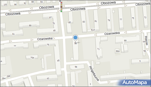 Warszawa, Deotymy, 58, mapa Warszawy