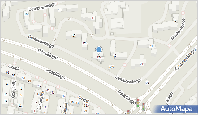 Warszawa, Dembowskiego Edwarda, 17A, mapa Warszawy