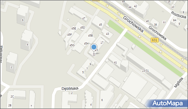 Warszawa, Dęblińska, 11, mapa Warszawy
