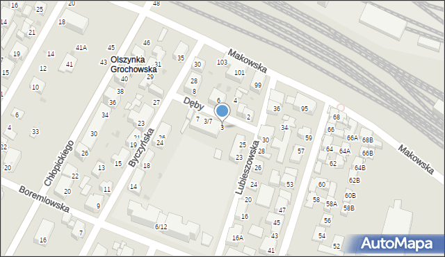 Warszawa, Dęby, 3, mapa Warszawy