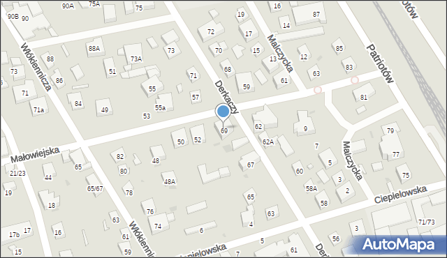 Warszawa, Derkaczy, 69, mapa Warszawy