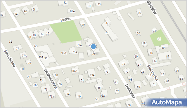 Warszawa, Derkaczy, 75, mapa Warszawy