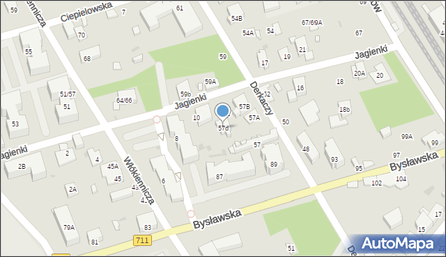 Warszawa, Derkaczy, 57d, mapa Warszawy