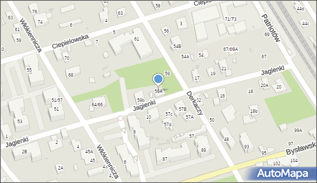 Warszawa, Derkaczy, 59A, mapa Warszawy