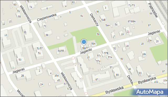 Warszawa, Derkaczy, 59b, mapa Warszawy