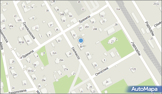 Warszawa, Derkaczy, 30, mapa Warszawy