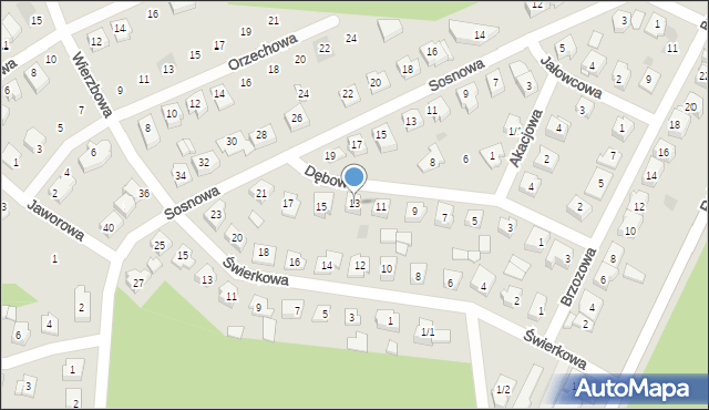 Wasilków, Dębowa, 13, mapa Wasilków