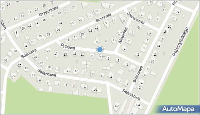 Wasilków, Dębowa, 7, mapa Wasilków