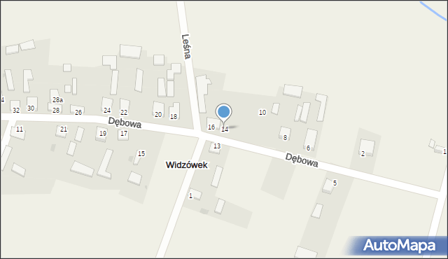 Widzówek, Dębowa, 14, mapa Widzówek