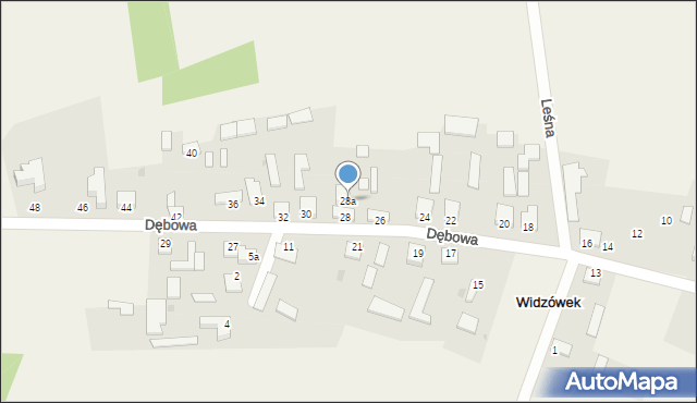 Widzówek, Dębowa, 28a, mapa Widzówek
