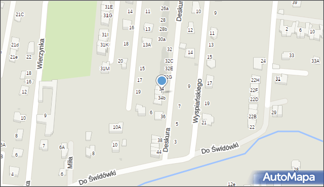 Wieliczka, Deskura Andrzeja, kard., 34a, mapa Wieliczka