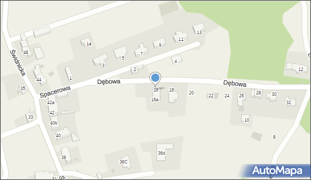 Wierzbna, Dębowa, 16, mapa Wierzbna